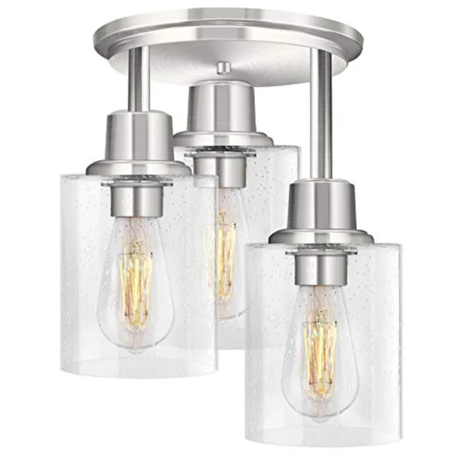 Semi Flush Mount Ceiling Light, 3-Light Close to Ceiling Light Fixtures, Brushed Nickel Finish Kitchen Light Fixture with Clear
Semi Flush Mount Ceiling Light, 3-Light Close to Ceiling Light Fixtures, Brushed Nickel Finish Kitchen Light Fixture with Clear
