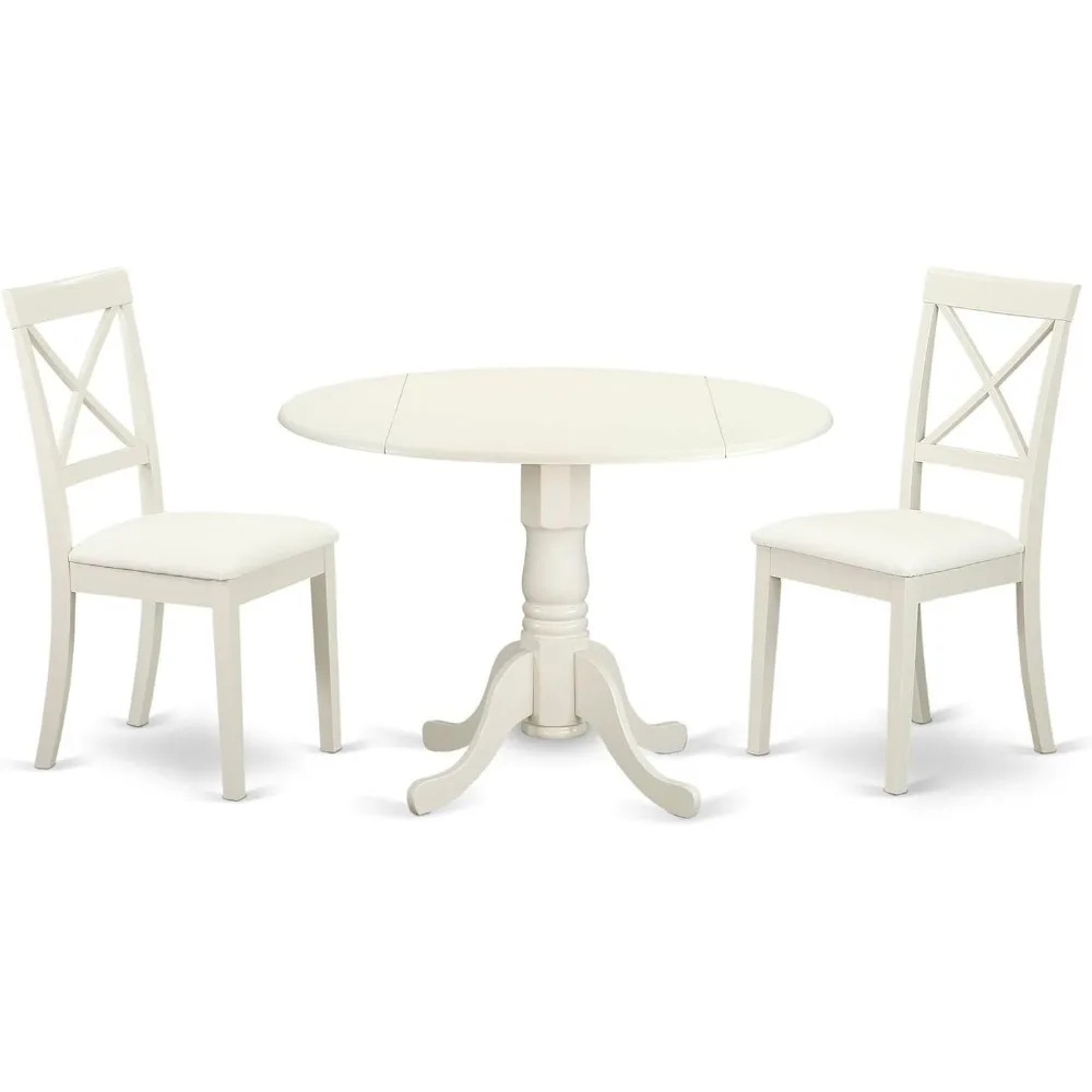 DLBO3-LWH-LC 3 Piece Modern Dining Table Set Contains a Round Wooden Table with Dropleaf and 2 Faux Leather Kitchen Dining
DLBO3-LWH-LC 3 Piece Modern Dining Table Set Contains a Round Wooden Table with Dropleaf and 2 Faux Leather Kitchen Dining