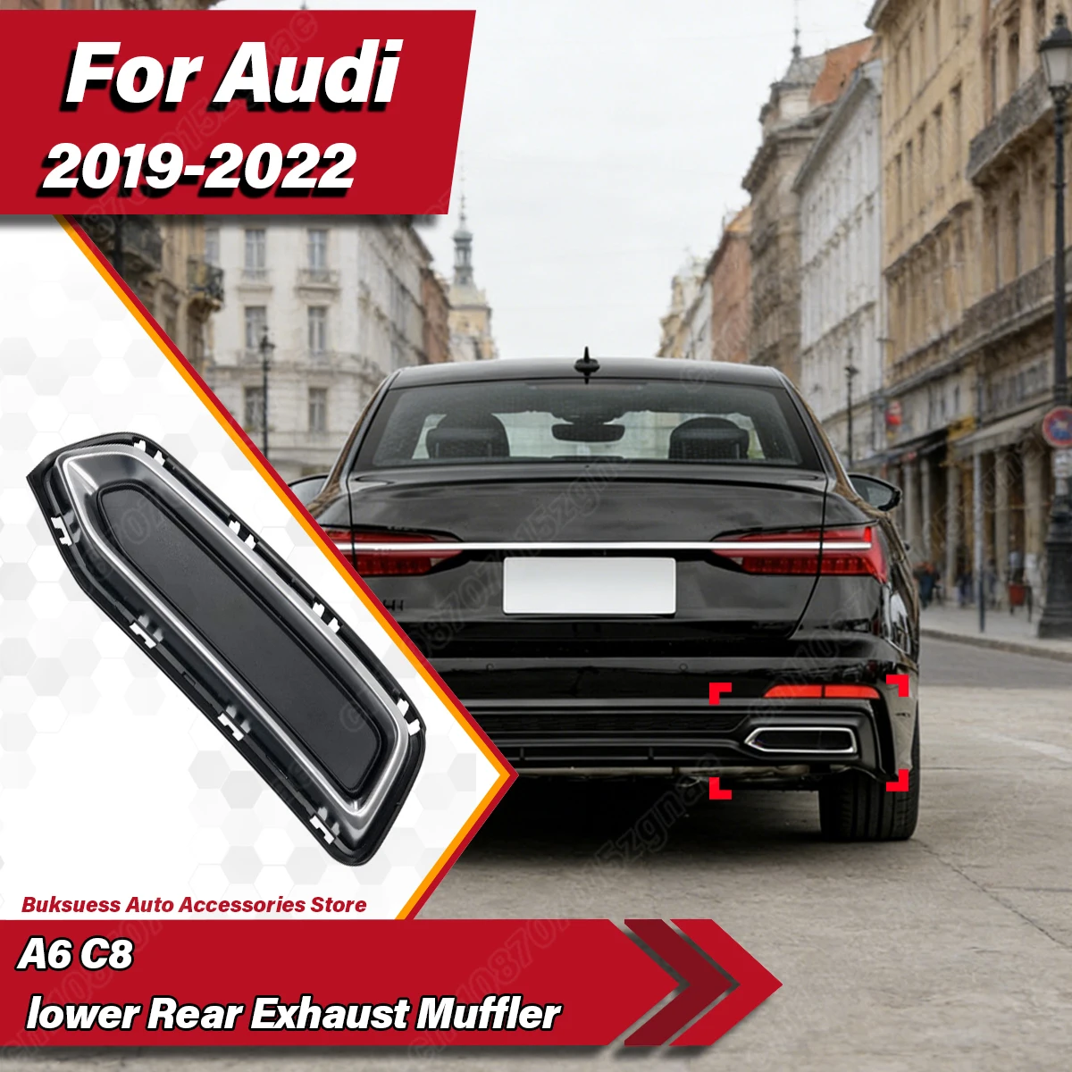 For Audi A6 C8 2019 2020 2021 2022 Auto Lower Rear Exhaust Muffler Car Tail Throat Pipe Cover Body Decorate Modification Kit
For Audi A6 C8 2019 2020 2021 2022 Auto Lower Rear Exhaust Muffler Car Tail Throat Pipe Cover Body Decorate Modification Kit