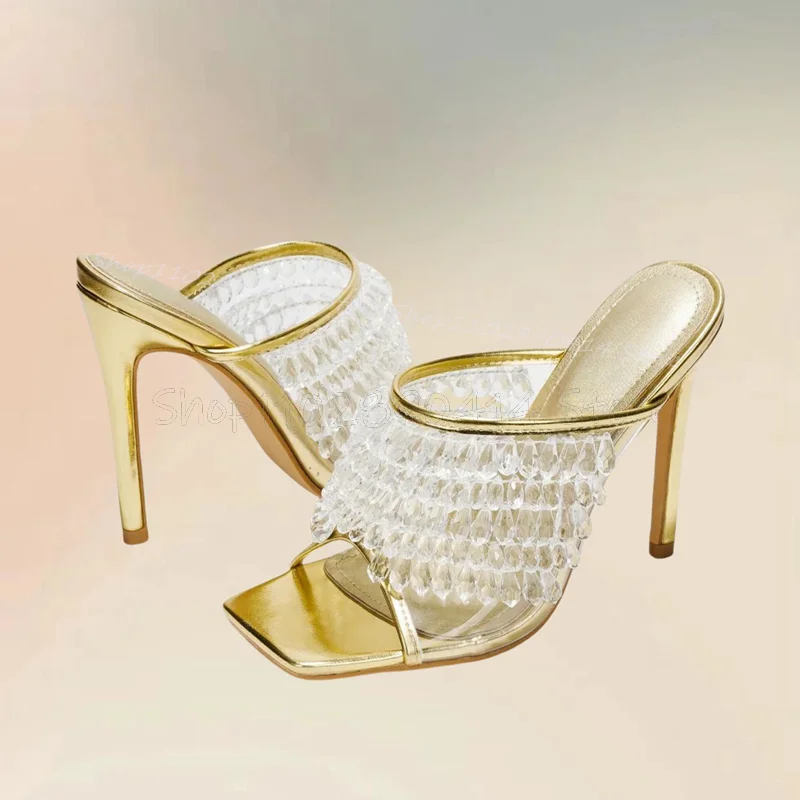 Silver Crystal Decor PVC Open Toe Slippers Slip On Women Shoes Thin High Heels Fashion Party Banquet 2025 Zapatos Para Mujere
Silver Crystal Decor PVC Open Toe Slippers Slip On Women Shoes Thin High Heels Fashion Party Banquet 2025 Zapatos Para Mujere
