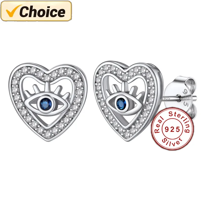 Platinum Plated 925 Silver CZ Heart Evil Eye Stud Earring for Woman White Blue Cubic Zircon Earring Protection Jewels
Platinum Plated 925 Silver CZ Heart Evil Eye Stud Earring for Woman White Blue Cubic Zircon Earring Protection Jewels