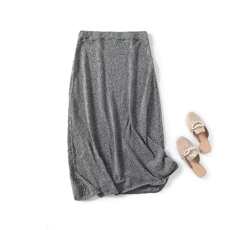New Autumn Women Elastic High Waist A-line Midi Knit Skirt Female High Street Gray faldas mujer
New Autumn Women Elastic High Waist A-line Midi Knit Skirt Female High Street Gray faldas mujer