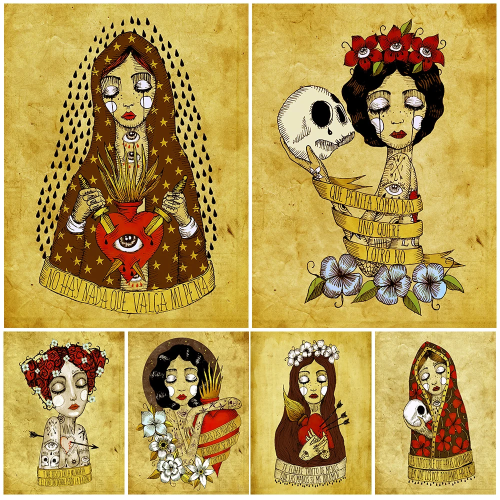 Gothic Abstract Girl And Sacred Heart Vintage Wall Art Canvas Painting Gypsy Little Witch Retro Art Poster Print Home Decoration
Gothic Abstract Girl And Sacred Heart Vintage Wall Art Canvas Painting Gypsy Little Witch Retro Art Poster Print Home Decoration