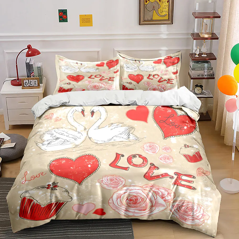 3pcs Romantic swans with red hearts Duvet Cover Set with 3D Printing Design Soft Polyester Bedding Set All-Season Comfort
3pcs Romantic swans with red hearts Duvet Cover Set with 3D Printing Design Soft Polyester Bedding Set All-Season Comfort