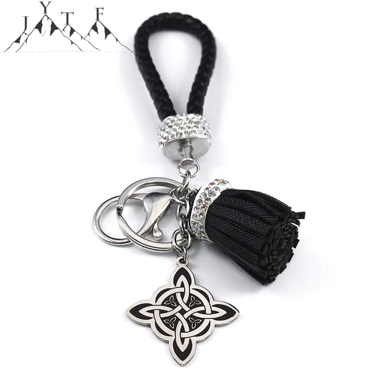 Witch's Irish Knot Key Chain with Tassel Leather Stainless Steel Pendant Witch Celtic Knot Car Key Holder Jewelry nudo de bruja
Witch's Irish Knot Key Chain with Tassel Leather Stainless Steel Pendant Witch Celtic Knot Car Key Holder Jewelry nudo de bruja
