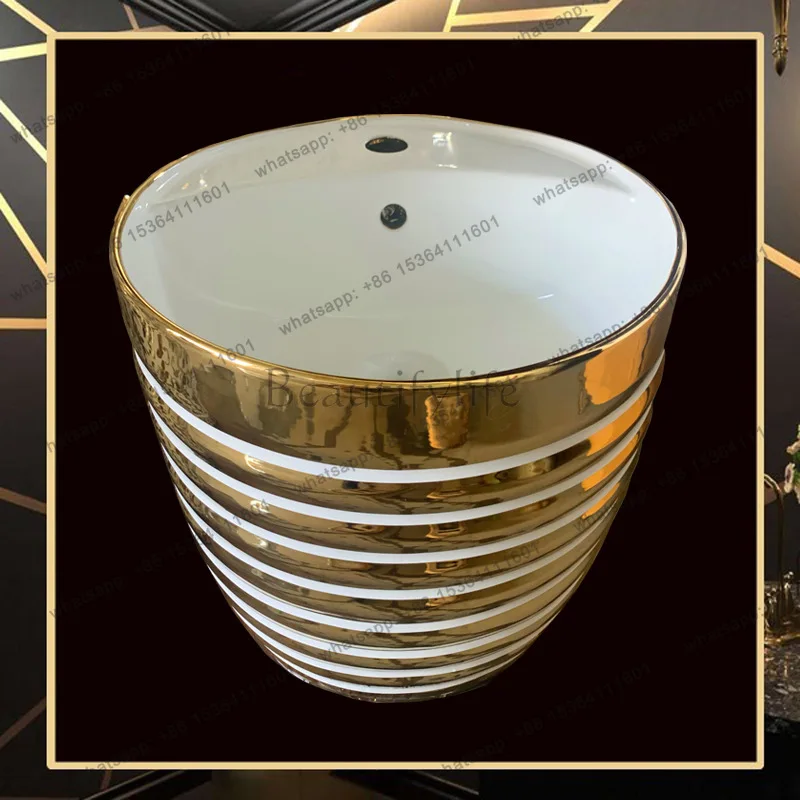 Hanging washbasin high-end electroplated gold color wall hanging sink
Hanging washbasin high-end electroplated gold color wall hanging sink