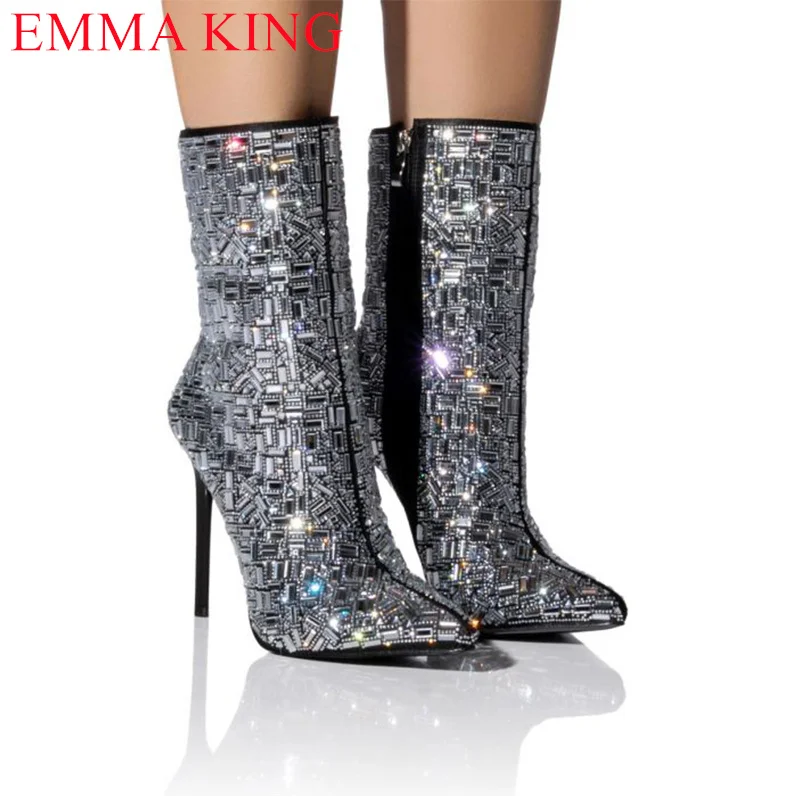 New Winter Crystal Women's Ankle Boots Luxury Pointed Toe Short Boots Designer Women Boots High Heel Sexy Ladies Party Shoes
New Winter Crystal Women's Ankle Boots Luxury Pointed Toe Short Boots Designer Women Boots High Heel Sexy Ladies Party Shoes