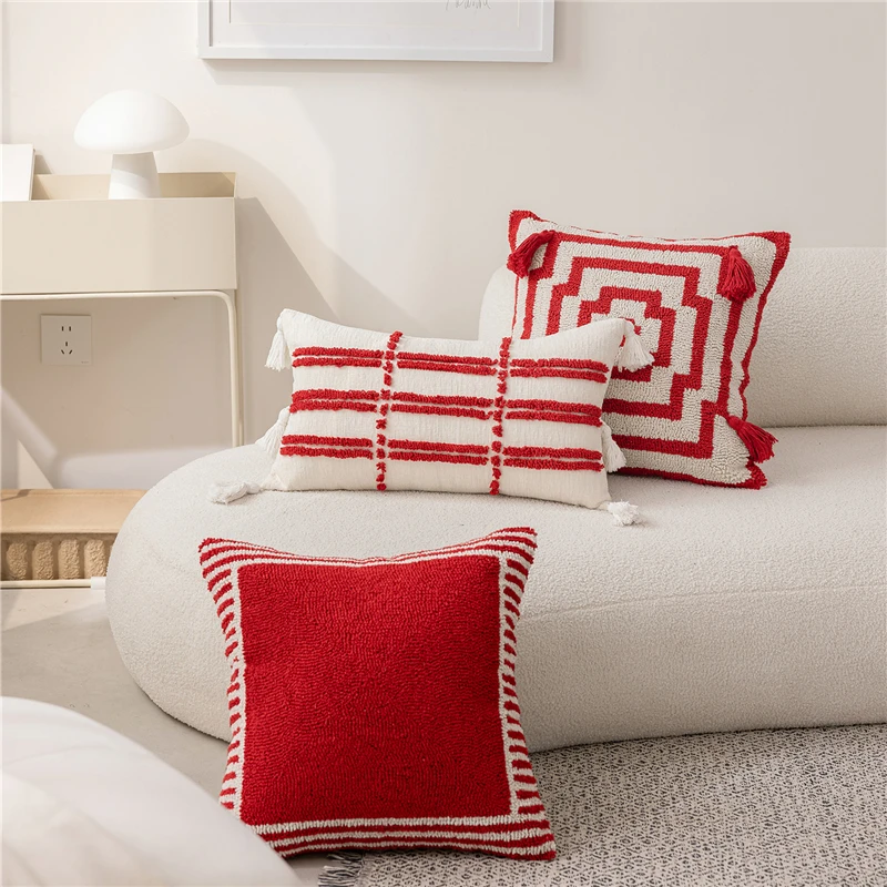 45X45CM Red Grid Throw Pillow Cover Minimalist Premium Tufted Tassel Waist Cushion Cover Decor Home Decorative Pillowcase
45X45CM Red Grid Throw Pillow Cover Minimalist Premium Tufted Tassel Waist Cushion Cover Decor Home Decorative Pillowcase