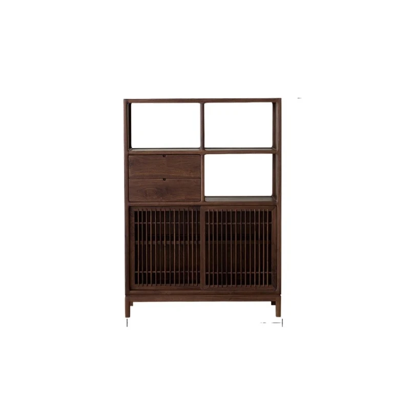 New Chinese pure solid wood tea room high-end North American black walnut Duobao Pavilion display cabinet
New Chinese pure solid wood tea room high-end North American black walnut Duobao Pavilion display cabinet