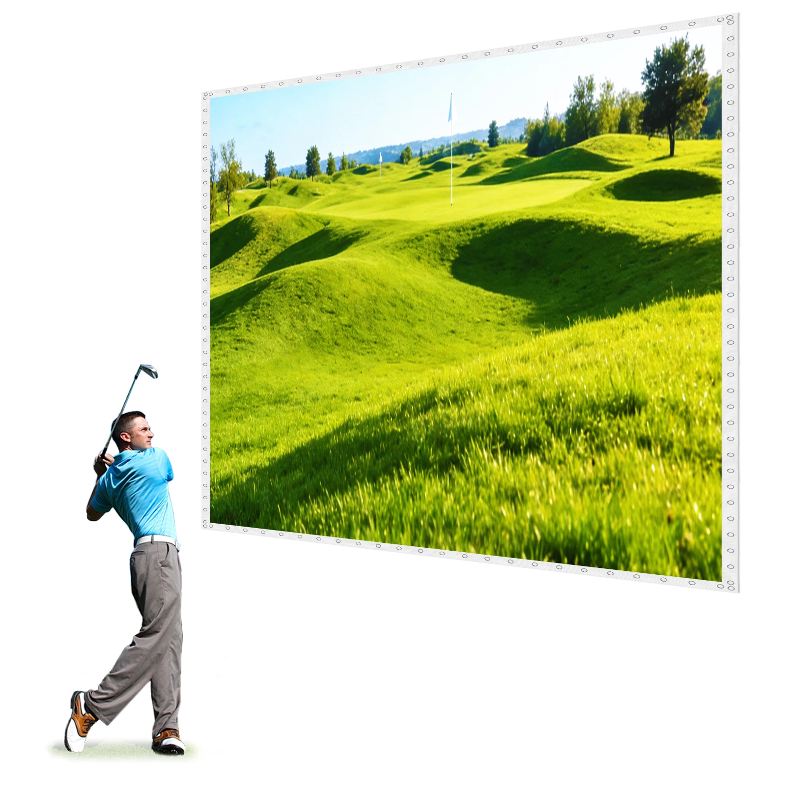 Golf Simulator Impact Screen 9.8x13ft Golf Impact Screen for Indoor/Home/Garage Training Hitting Screens with Grommet Holes
Golf Simulator Impact Screen 9.8x13ft Golf Impact Screen for Indoor/Home/Garage Training Hitting Screens with Grommet Holes