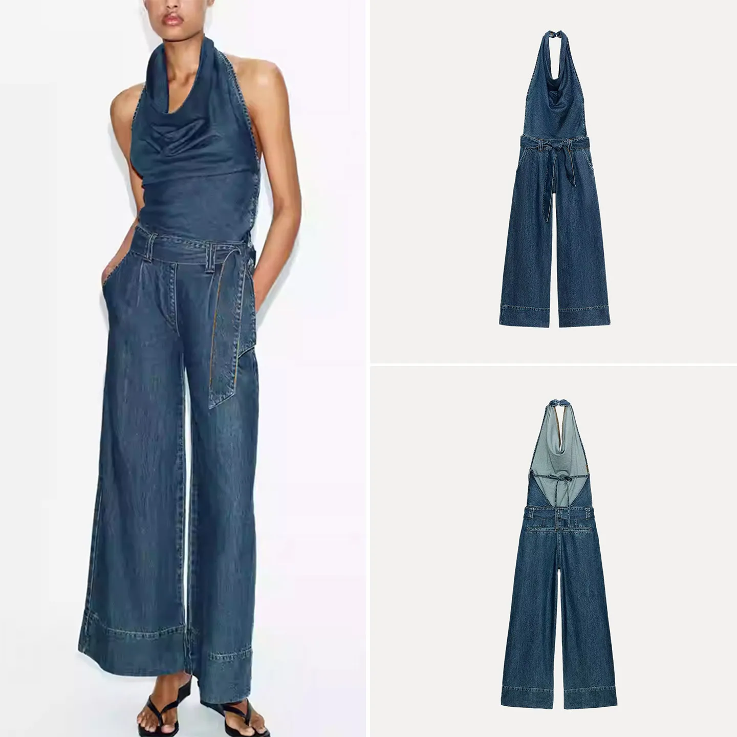 High Waist Wide Leg Jeans Spring 2026 Women's Fashion Hanging Neck Backless Denim Jumpsuit Commute Style Long Pants
High Waist Wide Leg Jeans Spring 2026 Women's Fashion Hanging Neck Backless Denim Jumpsuit Commute Style Long Pants