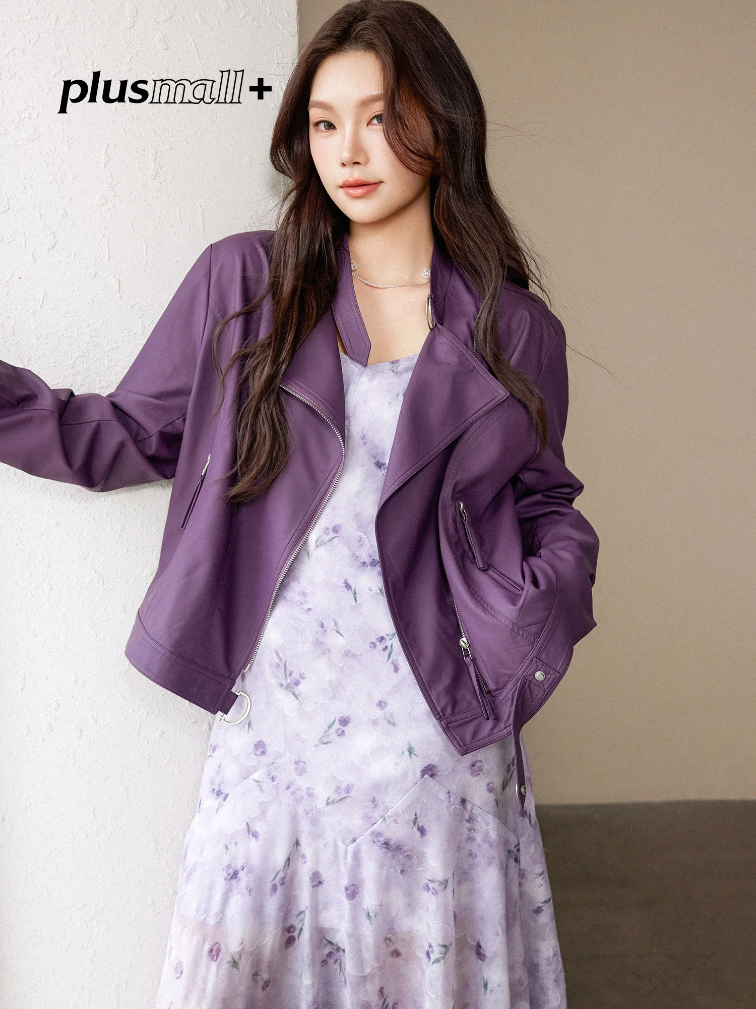 Plusmall e k Purple PU Leather Soft Retro Classic Motorcycle Sle ort Jaet Outerwear Women's Spring Faion Coat
Plusmall e k Purple PU Leather Soft Retro Classic Motorcycle Sle ort Jaet Outerwear Women's Spring Faion Coat