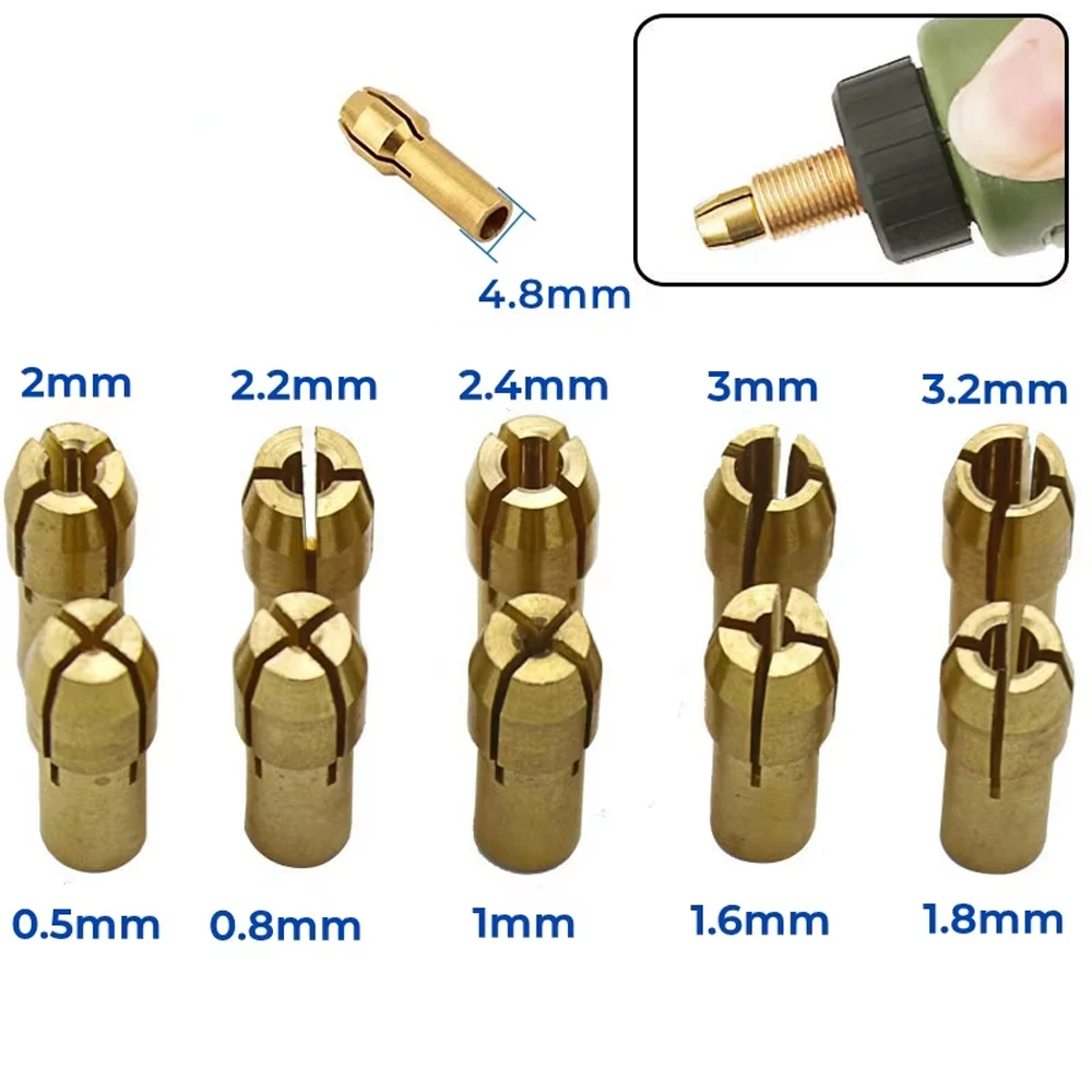 10Pcs Mini Drill Chucks Adapter Set 0.5mm-3.2mm Micro Collet Brass Chuck Electric Screw Cap Nut for Dremel Rotary Power Tools
10Pcs Mini Drill Chucks Adapter Set 0.5mm-3.2mm Micro Collet Brass Chuck Electric Screw Cap Nut for Dremel Rotary Power Tools
