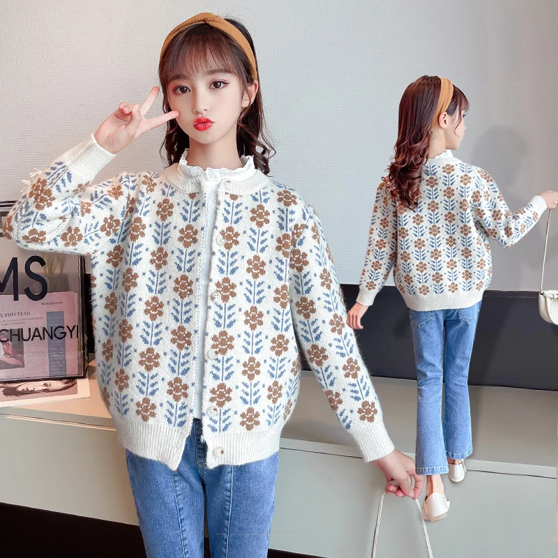 Lovely Kids Child Knitted Cardigans With Flower For Girl Spring Autumn O-neck Single Breasted Fashion Floral Sweaters Knitwear
Lovely Kids Child Knitted Cardigans With Flower For Girl Spring Autumn O-neck Single Breasted Fashion Floral Sweaters Knitwear