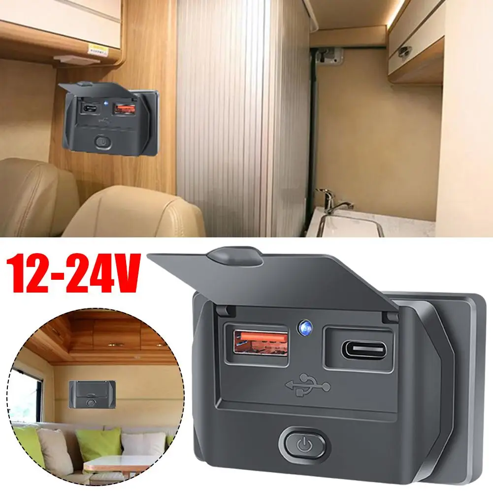 12/24V QC3.0 PD Car Charger Socket Quick Charge Dual USB with ON/OFF Outlet Panel Adapter for Truck Camper Accessories L5W4
12/24V QC3.0 PD Car Charger Socket Quick Charge Dual USB with ON/OFF Outlet Panel Adapter for Truck Camper Accessories L5W4