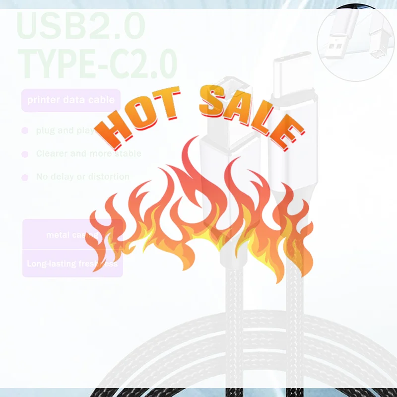Type-C/USB To USB B 2.0 Printer Cable Braided High Speed Data Transfer Cord For Laptop Scanner
Type-C/USB To USB B 2.0 Printer Cable Braided High Speed Data Transfer Cord For Laptop Scanner