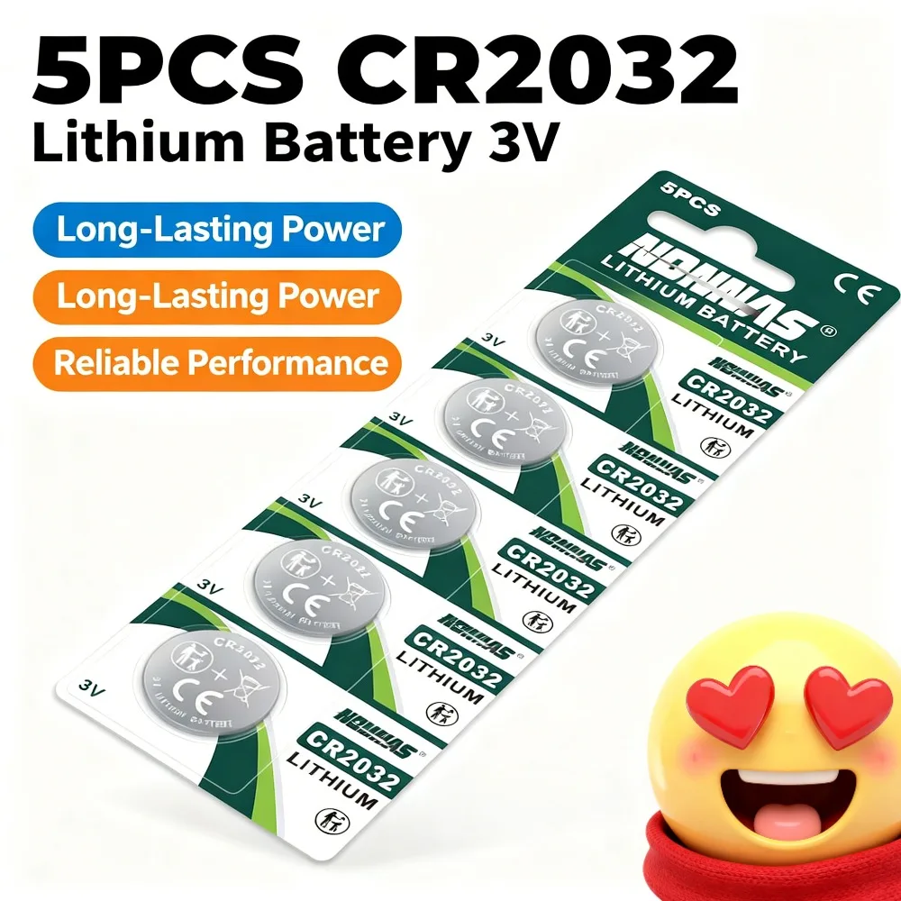 CR2032 Lithium Battery 3V, High Capacity Coin Cell Button Battery for Car Remote Key, Computer Motherboard, Weighing Scale
CR2032 Lithium Battery 3V, High Capacity Coin Cell Button Battery for Car Remote Key, Computer Motherboard, Weighing Scale