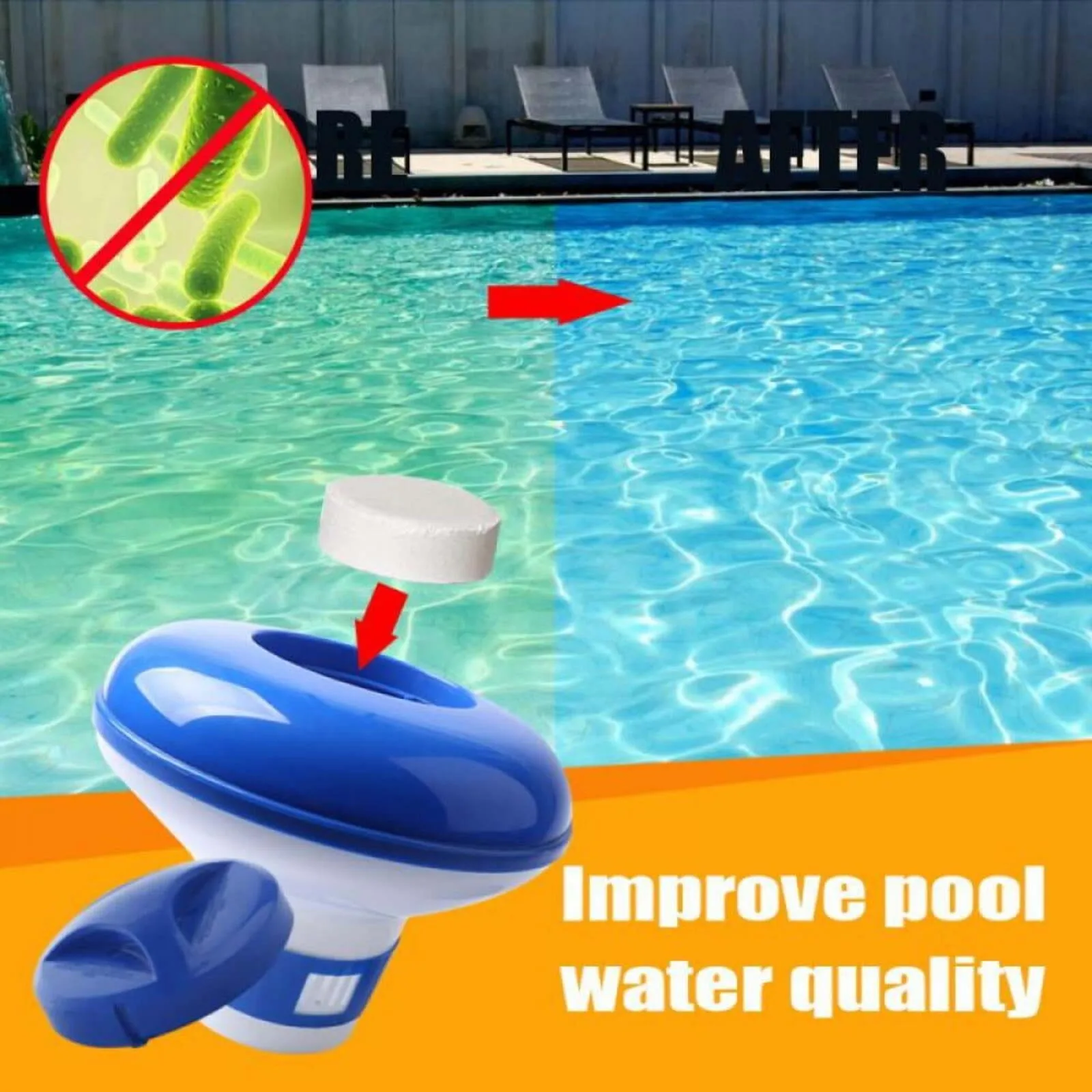 Summer Automatic Pool Disinfection Dosing Device Floater Floating Dispenser Tablet Pool Cleaner pool accessories Cleaner
Summer Automatic Pool Disinfection Dosing Device Floater Floating Dispenser Tablet Pool Cleaner pool accessories Cleaner