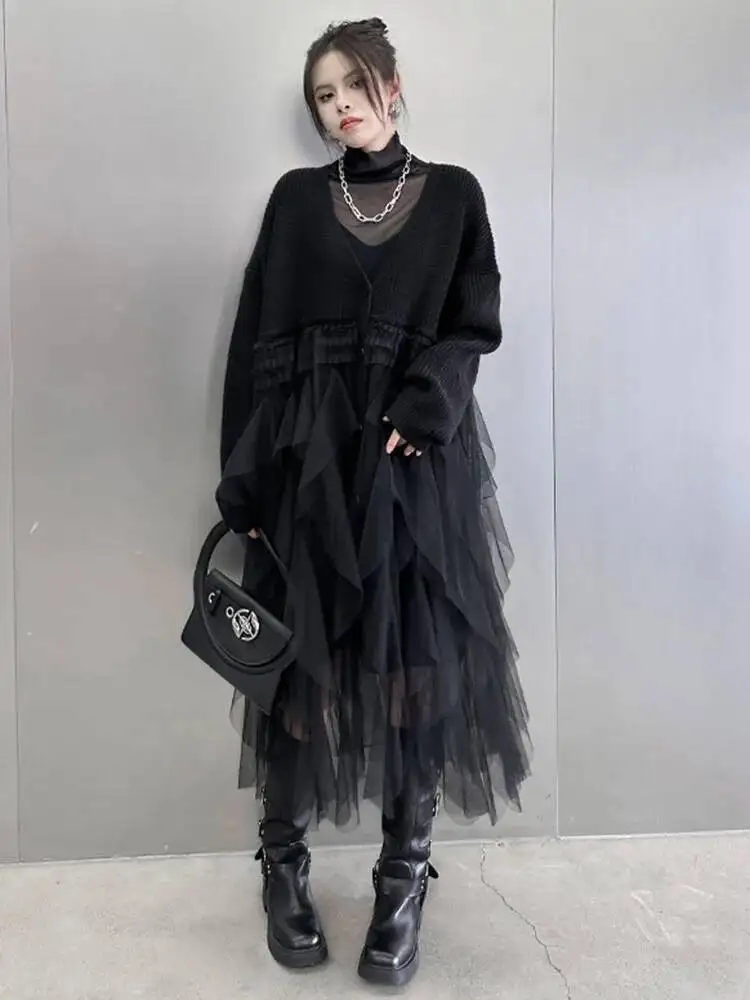 Black Big Size Women Knitting Mesh Irregular Sweater Dress New V-Neck Long Sleeve Fashion Spring Autumn 2026 1H66E
Black Big Size Women Knitting Mesh Irregular Sweater Dress New V-Neck Long Sleeve Fashion Spring Autumn 2026 1H66E