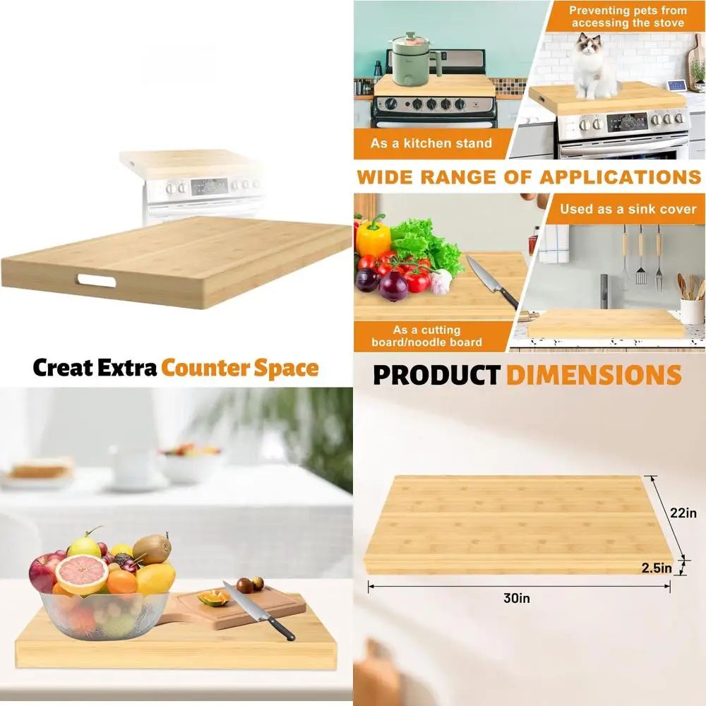 Dual-Sided Bamboo Noodle Board - 30 x 22 Stove & Sink Cover for Electric/Gas Stoves
Dual-Sided Bamboo Noodle Board - 30 x 22 Stove & Sink Cover for Electric/Gas Stoves