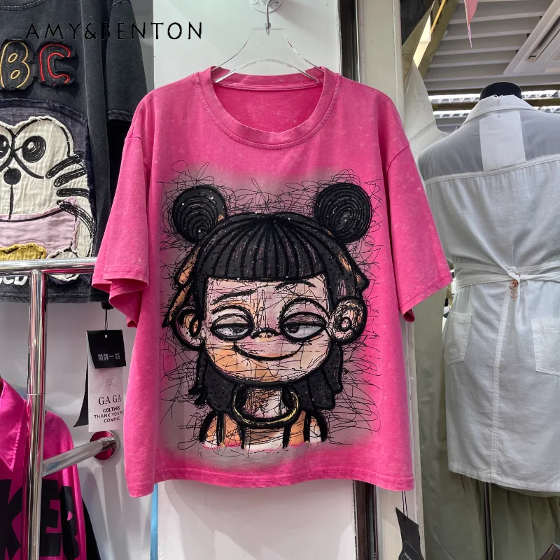 Heavy Industry Cartoon Sweet Cool Short Sleeved Y2k T-Shirt Women's Loose Casual Versatile Top Women's 2025 New Rose Red Tshirt
Heavy Industry Cartoon Sweet Cool Short Sleeved Y2k T-Shirt Women's Loose Casual Versatile Top Women's 2025 New Rose Red Tshirt