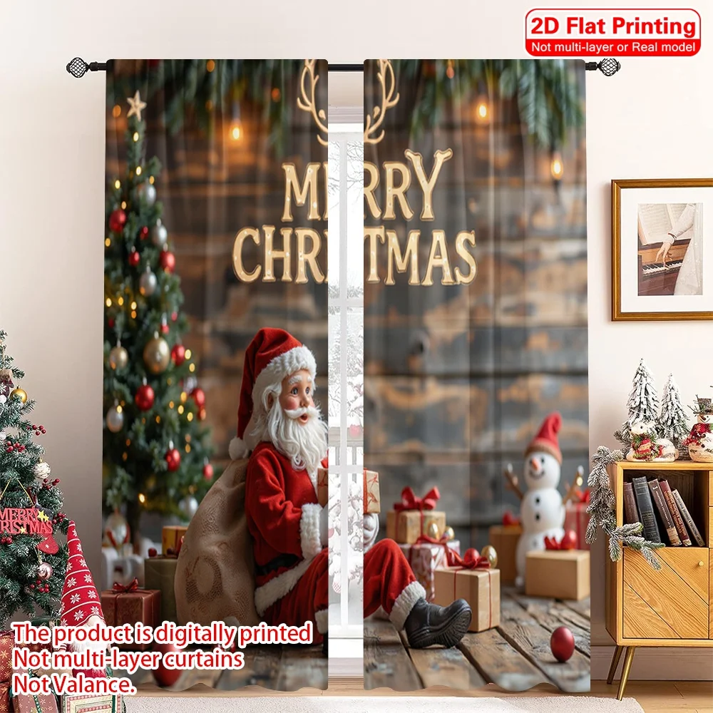 2pcs 2D flat printing Christmas Drapes Merry Christmas Snowman Santa 100% Polyester Fabric Without Electricity 0 Use for 
2pcs 2D flat printing Christmas Drapes Merry Christmas Snowman Santa 100% Polyester Fabric Without Electricity 0 Use for