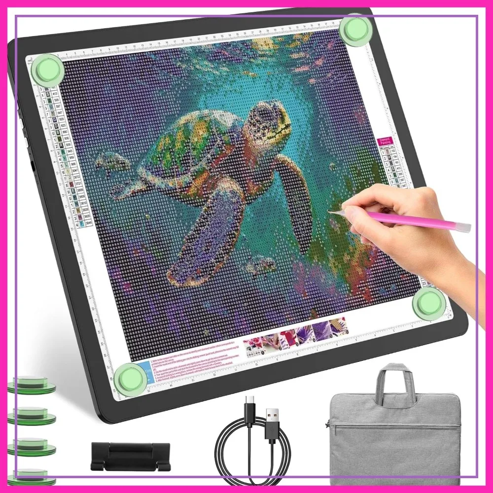 Rechargeable Light Pad with Carry Bag, 4000mAh, Side Buttons, Adjustable Brightness, Wireless Light Box for Tracing Diamond Painting
Rechargeable Light Pad with Carry Bag, 4000mAh, Side Buttons, Adjustable Brightness, Wireless Light Box for Tracing Diamond Painting