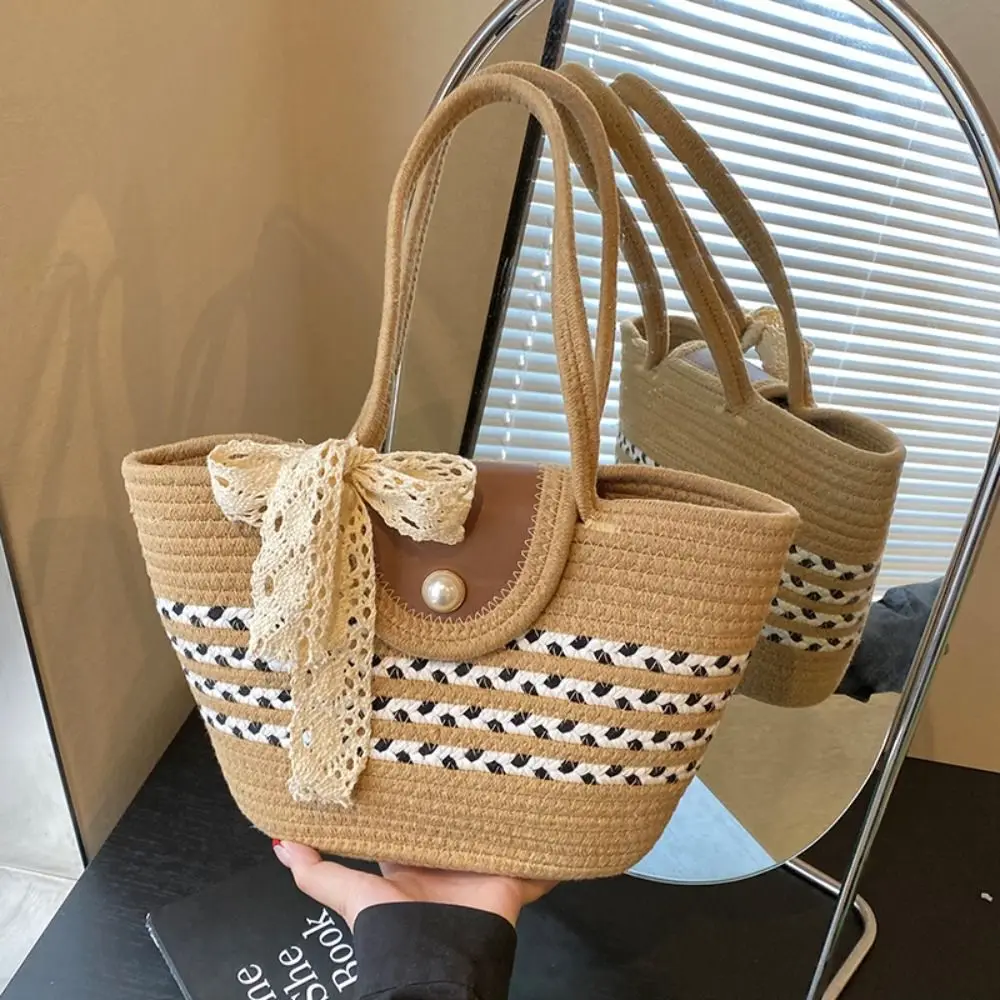 Shoulder Bag Woven Tote Bag Korean Style Solid Color Stripe Tote Handbag Lightweight Large Capacity Summer Beach Bag Vacation
Shoulder Bag Woven Tote Bag Korean Style Solid Color Stripe Tote Handbag Lightweight Large Capacity Summer Beach Bag Vacation