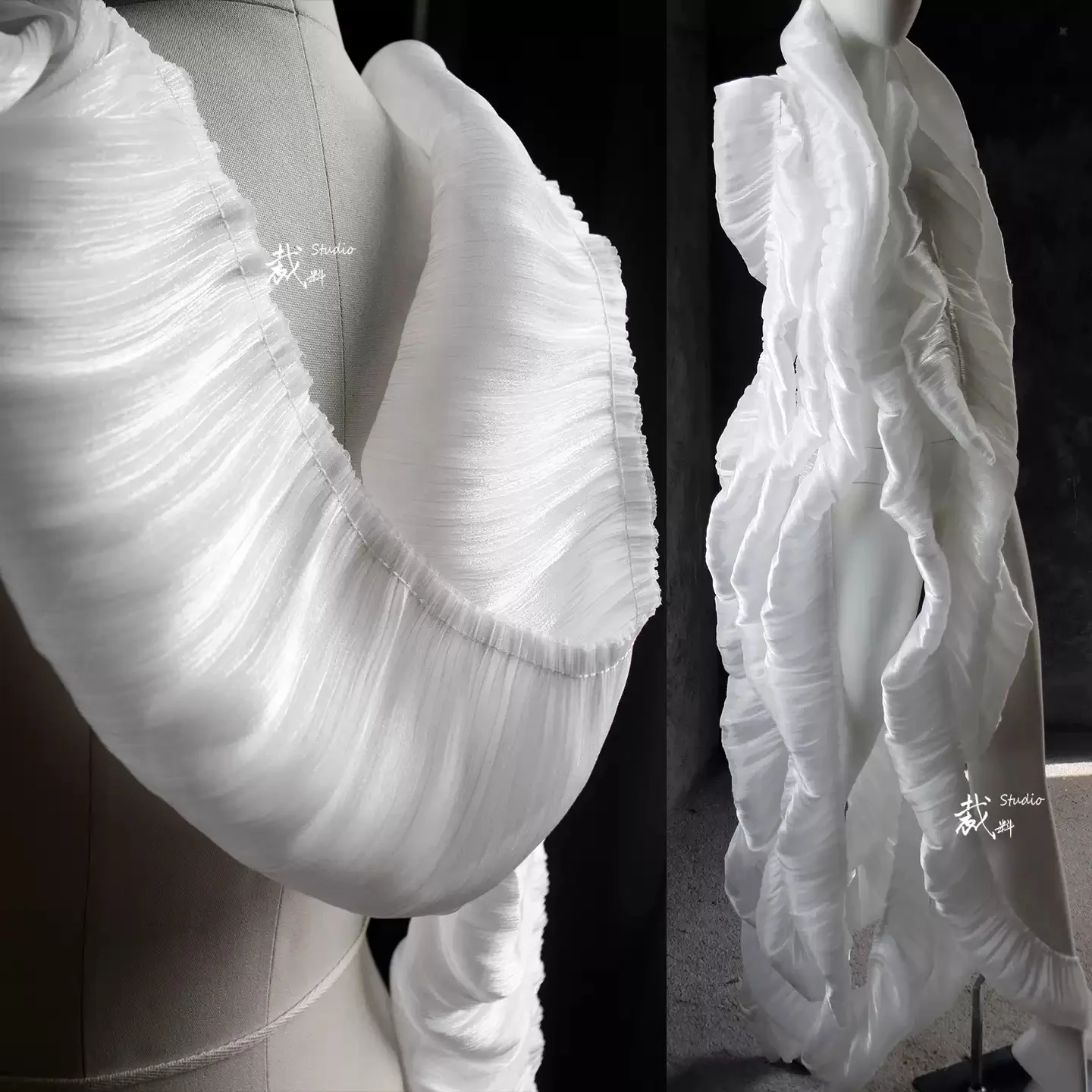 Puff Ruffles 3D White Lotus Leaf Fabric Puffy Dress Creative Stage Models Show Pleated Clothing Fabric For Wedding Dress
Puff Ruffles 3D White Lotus Leaf Fabric Puffy Dress Creative Stage Models Show Pleated Clothing Fabric For Wedding Dress