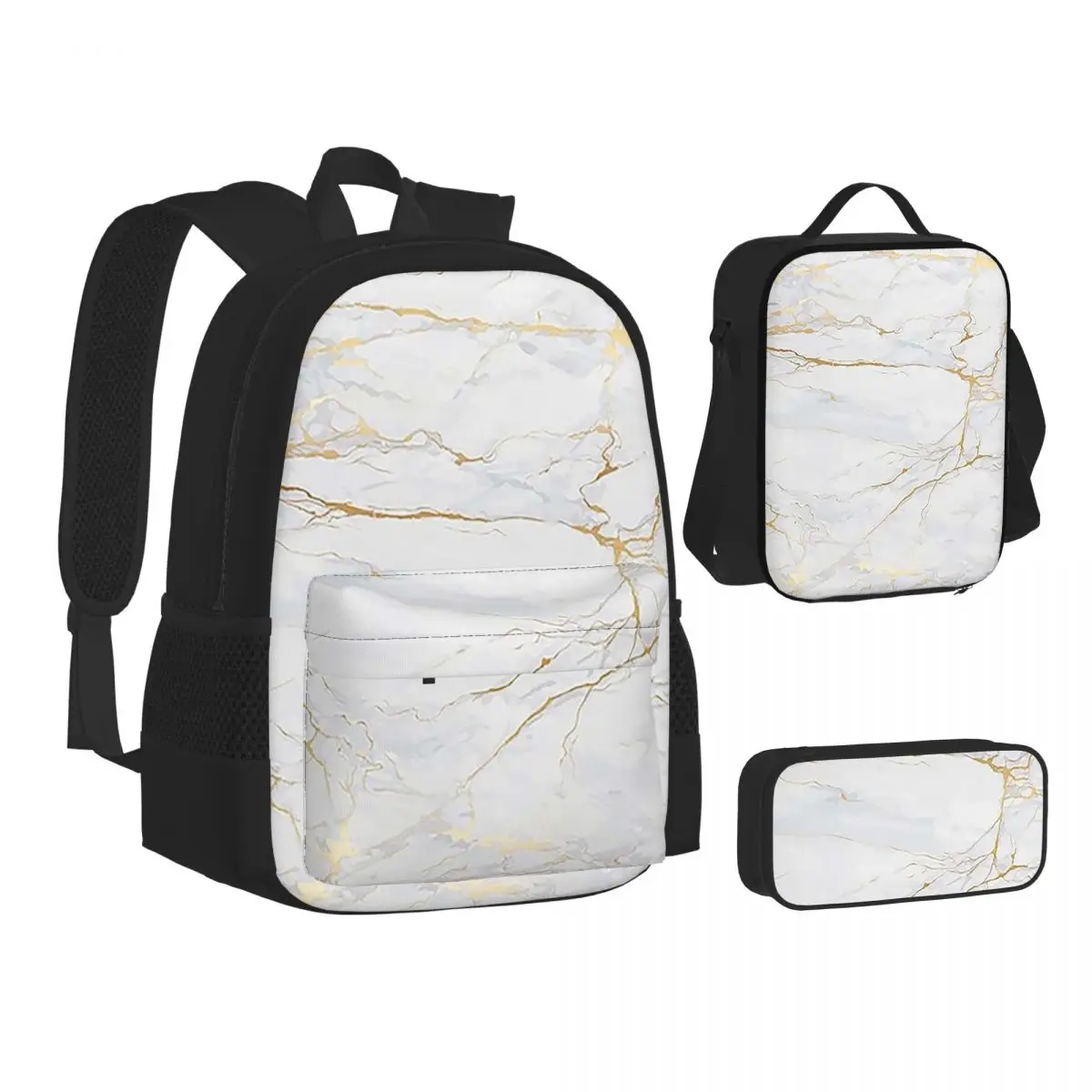 White And Gold Marbl Backpacks Boys Girls Bookbag Children School Bags Kids Rucksack Lunch Bag Pen Bag Three-Piece Set
White And Gold Marbl Backpacks Boys Girls Bookbag Children School Bags Kids Rucksack Lunch Bag Pen Bag Three-Piece Set