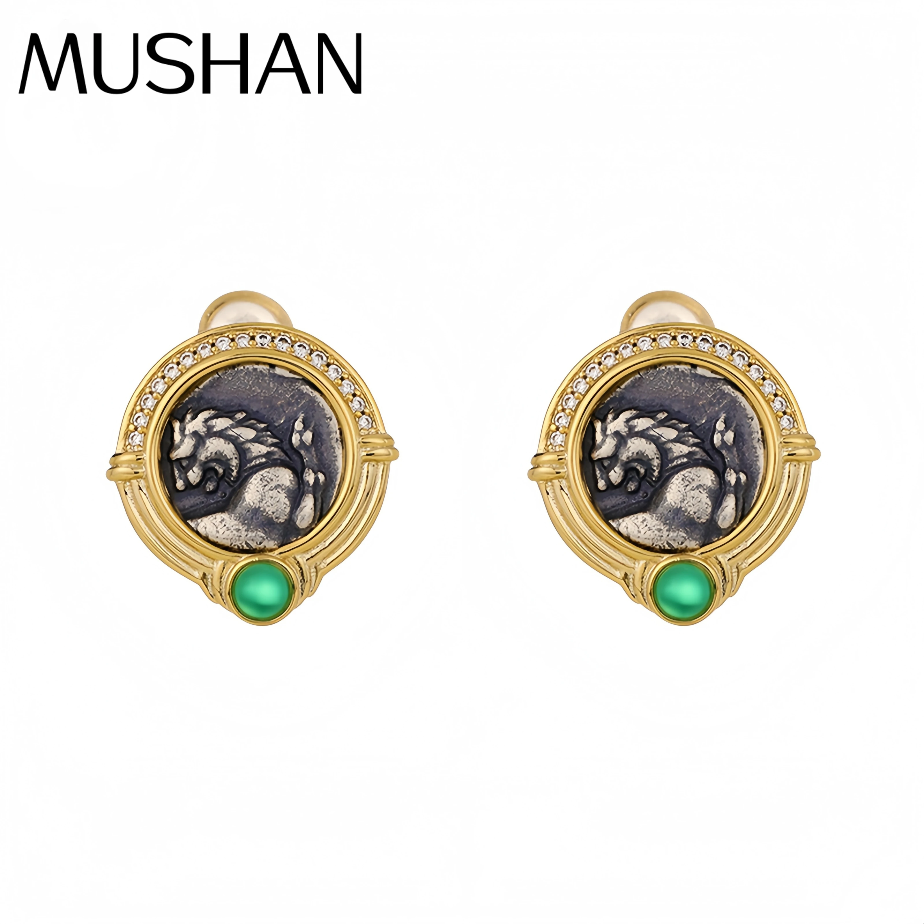MuShan Luxury Brand Vintage Little Lion Ancient Coin Earrings 18K Gold Plated 925 Sterling Silver Stud Earrings Fine Jew
MuShan Luxury Brand Vintage Little Lion Ancient Coin Earrings 18K Gold Plated 925 Sterling Silver Stud Earrings Fine Jew