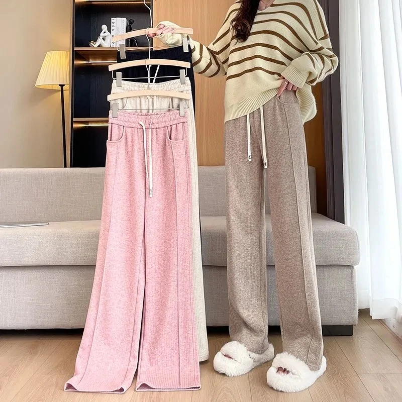 Cotton Knit Womens Straight New Pants Autumn Winter High Waist Casual Soft Warm Lady Streetwear Drawstring Straight Trouser 4XL
Cotton Knit Womens Straight New Pants Autumn Winter High Waist Casual Soft Warm Lady Streetwear Drawstring Straight Trouser 4XL