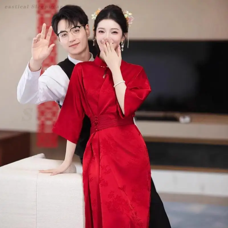 New Chinese Style Toasting Clothes Bridal Wedding Cheongsam Engagement Dress Women's Retro Morning Robe Elegant Gentle Qipao
New Chinese Style Toasting Clothes Bridal Wedding Cheongsam Engagement Dress Women's Retro Morning Robe Elegant Gentle Qipao