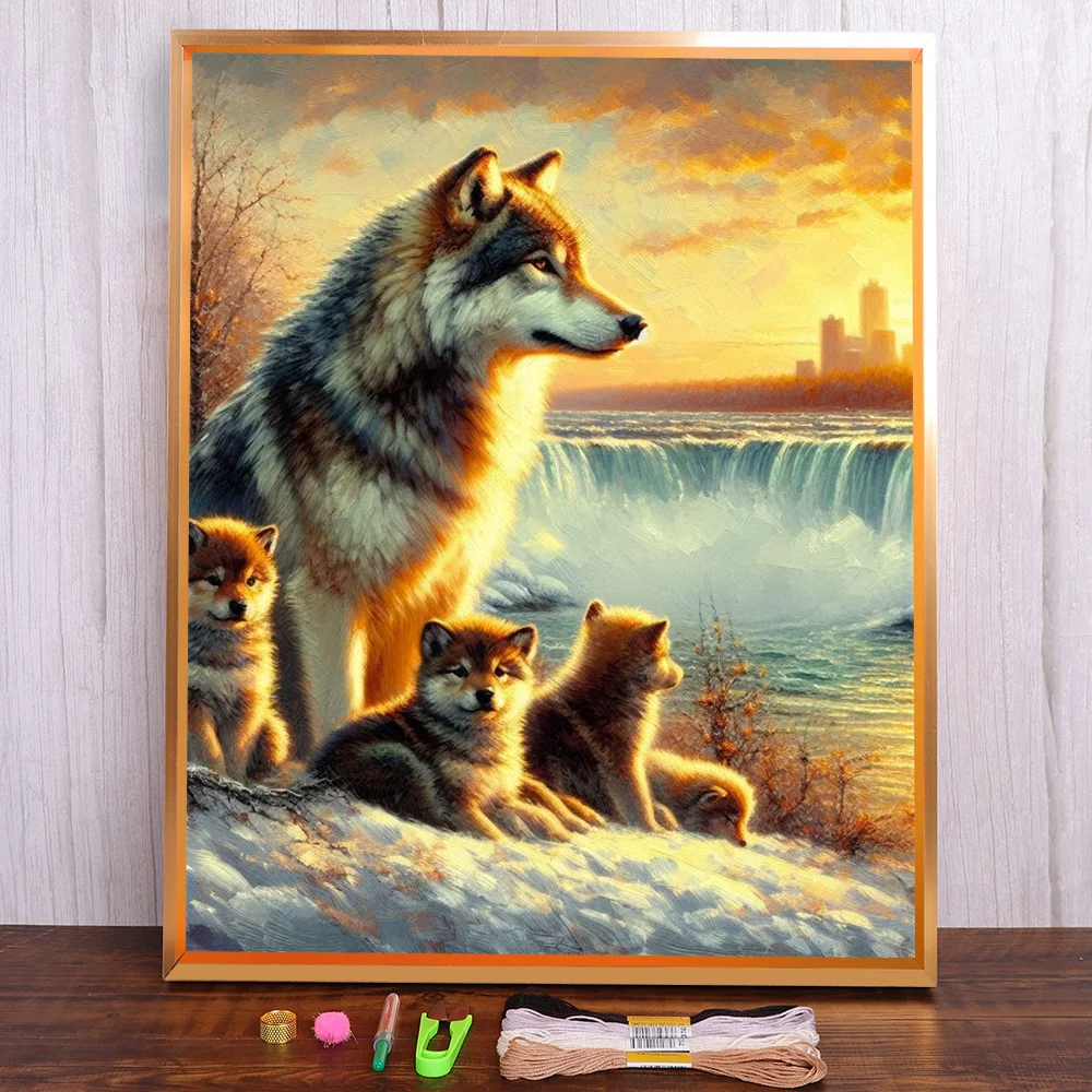 Animal Wolf Familay Pre-Printed Cross Stitch Complete Kit Embroidery Hobby Craft Handicraft Needlework Different Mulina Stamped
Animal Wolf Familay Pre-Printed Cross Stitch Complete Kit Embroidery Hobby Craft Handicraft Needlework Different Mulina Stamped