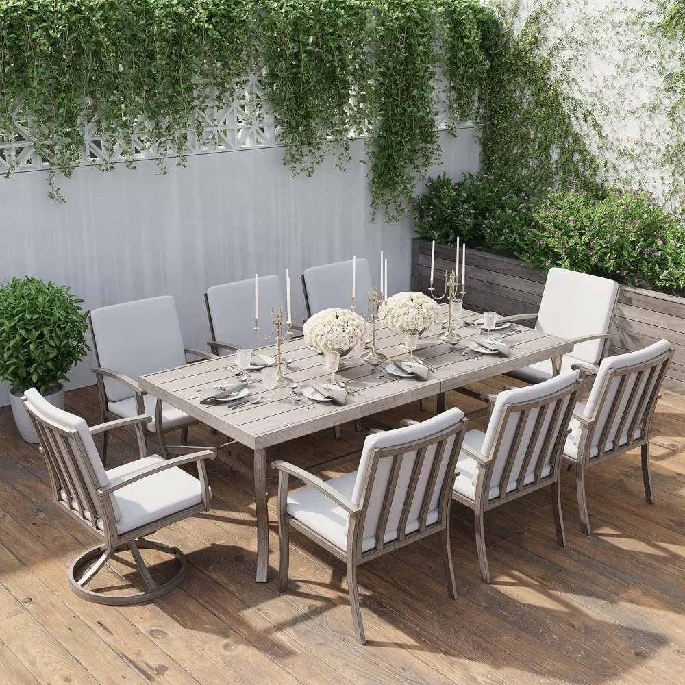 Aluminum 9 Piece Patio Dining Sets, Patio Furniture Sets, 2 Swivel Dining Chairs, 6 Reg. Dining Chairs, Aluminum Furniture Sets
Aluminum 9 Piece Patio Dining Sets, Patio Furniture Sets, 2 Swivel Dining Chairs, 6 Reg. Dining Chairs, Aluminum Furniture Sets