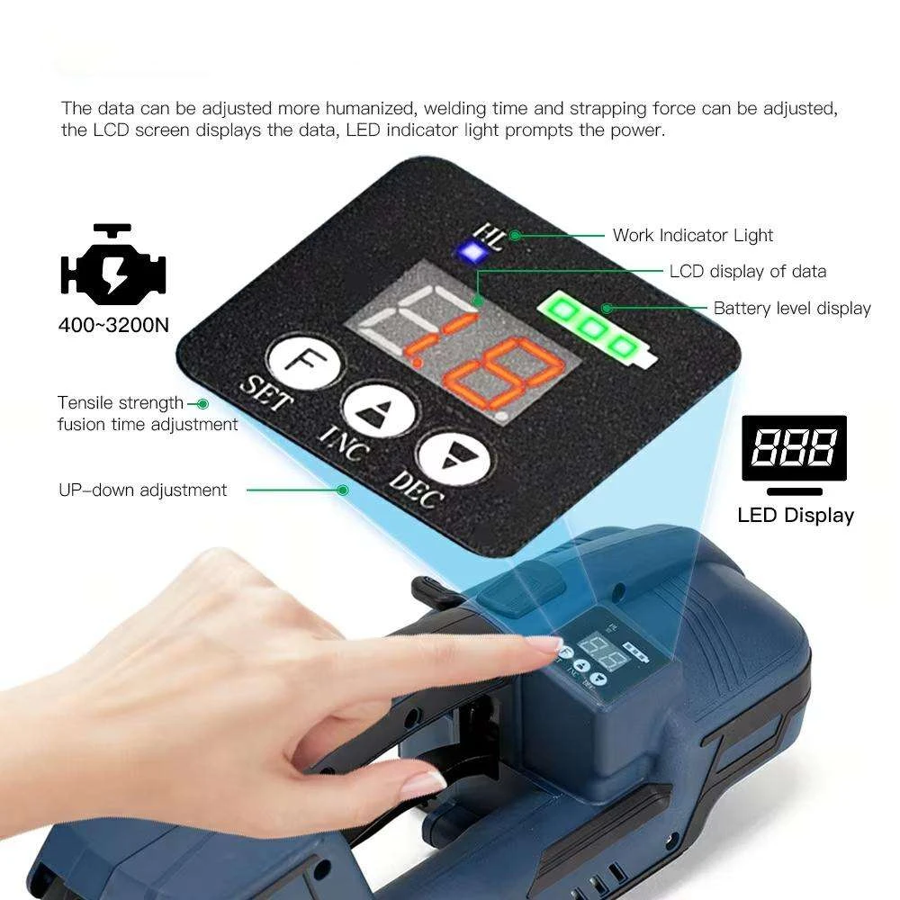 V2 Handheld Electric Strapping Machine,Powered PET/PP Banding Tool
V2 Handheld Electric Strapping Machine,Powered PET/PP Banding Tool