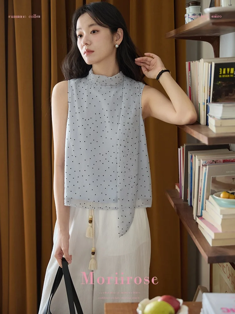 Женский летний винтажный топ Moriirose синего цвета в горошек с воротником, прямого кроя, из тонкого полиэстера
Женский летний винтажный топ Moriirose синего цвета в горошек с воротником, прямого кроя, из тонкого полиэстера