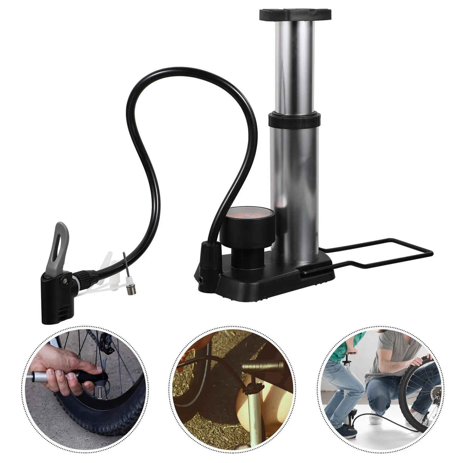 Foot Pump Aluminum Alloy Portable High Pressure Tire Inflator Pedal Bike Floor Pump Pressure Gauge Multi Valve Fast Inflation
Foot Pump Aluminum Alloy Portable High Pressure Tire Inflator Pedal Bike Floor Pump Pressure Gauge Multi Valve Fast Inflation