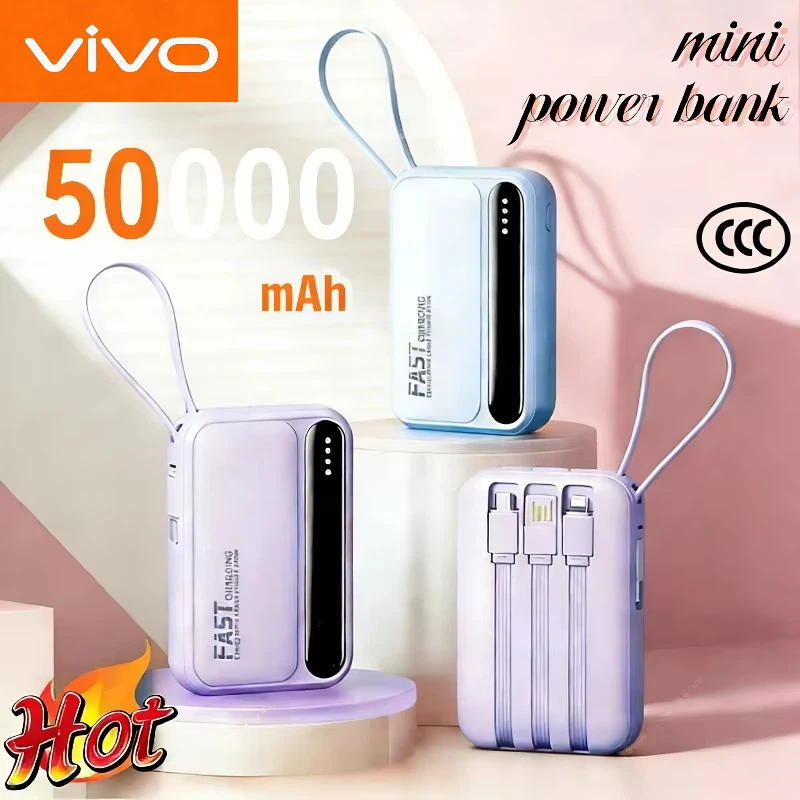 Портативный внешний аккумулятор VIVO 50000 мАч с большой емкостью, сверхбыстрой зарядкой и встроенными 3 кабелями для iPhone и Android
Портативный внешний аккумулятор VIVO 50000 мАч с большой емкостью, сверхбыстрой зарядкой и встроенными 3 кабелями для iPhone и Android