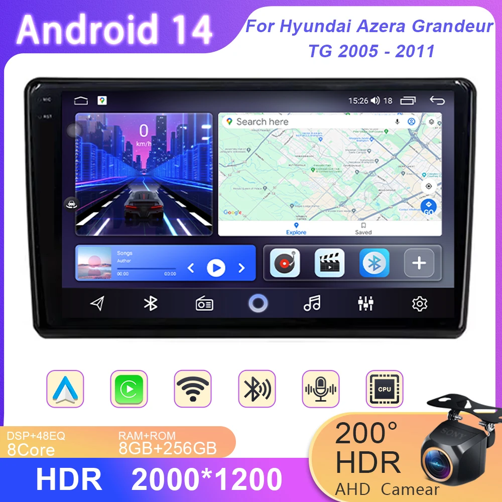 4G Car Android 14 For Hyundai Azera Grandeur TG 2005 - 2011 GPS Navigation Dash Cam Multimedia Player High-performance Screen
4G Car Android 14 For Hyundai Azera Grandeur TG 2005 - 2011 GPS Navigation Dash Cam Multimedia Player High-performance Screen