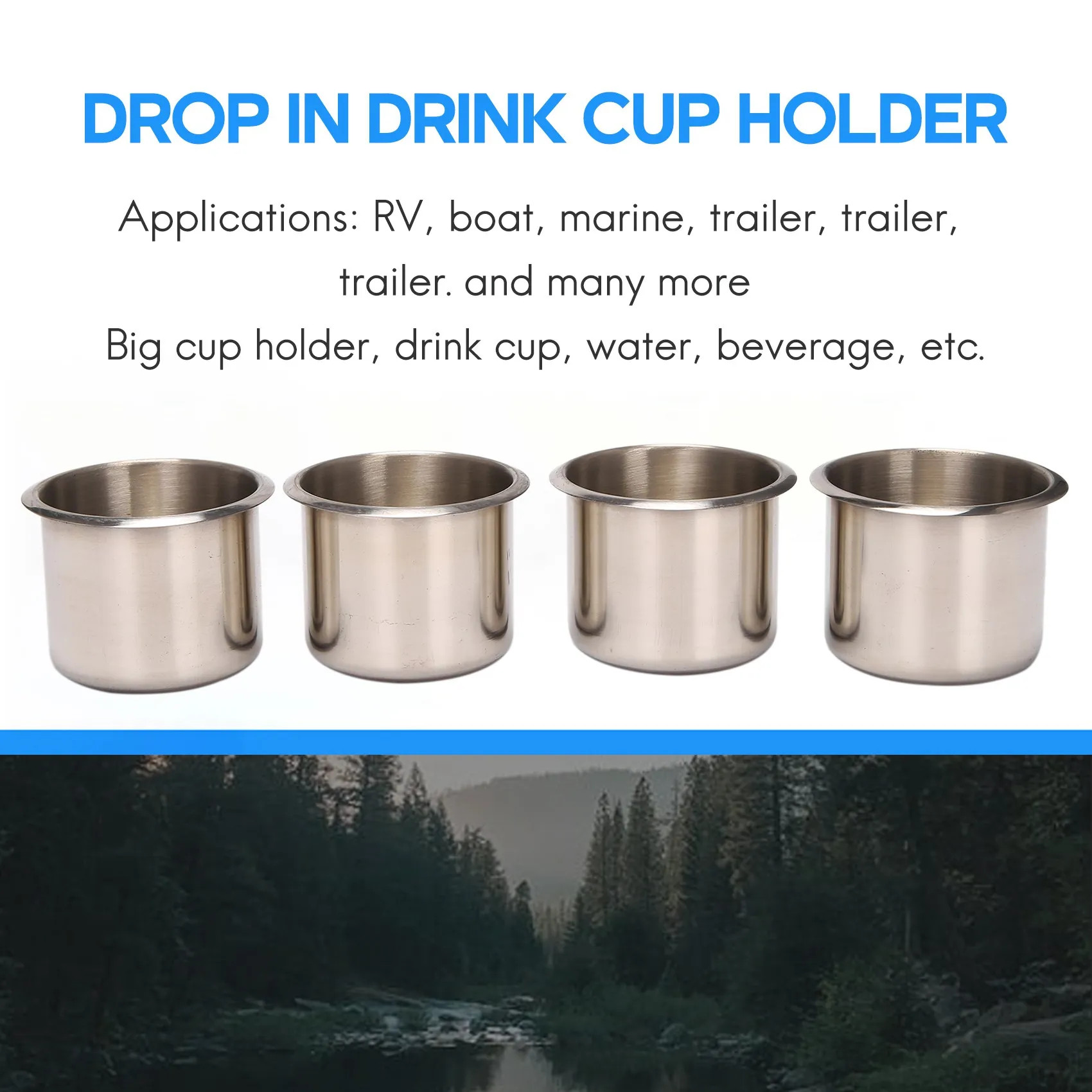 M45K-4Pcs Universal Marine Boat Cup Holder 68X55mm Stainless Steel Drop In Drink Cup Holder For Poker Table Couch
M45K-4Pcs Universal Marine Boat Cup Holder 68X55mm Stainless Steel Drop In Drink Cup Holder For Poker Table Couch