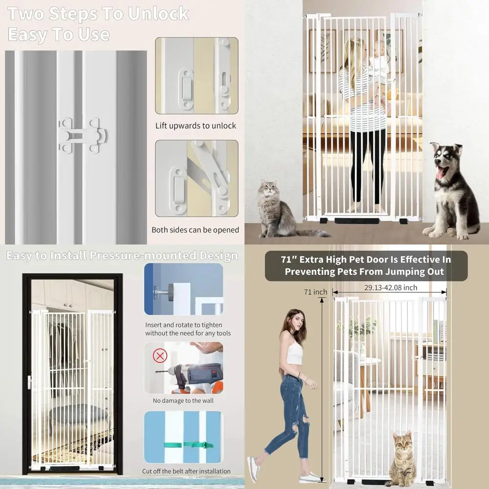 71 Tall Adjustable 29.92-43 Wide Pet Gate for Walk Through, Safe for Stairs, Doorways, Kitchen
71 Tall Adjustable 29.92-43 Wide Pet Gate for Walk Through, Safe for Stairs, Doorways, Kitchen
