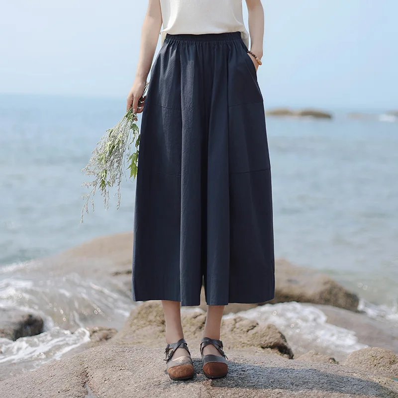 Summer Skirt Pants Women High Waist Slim Thin Section Wide Leg Pants Solid Color Hundred Elastic Waist Casual Pants Wholesale
Summer Skirt Pants Women High Waist Slim Thin Section Wide Leg Pants Solid Color Hundred Elastic Waist Casual Pants Wholesale