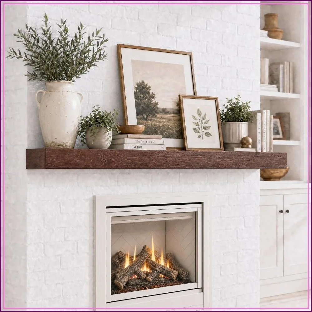 60 Inch Solid Wood Fireplace Mantel Shelf, Rustic Brown | 110 LBS Capacity, Easy to Install, Modern Farmhouse Floating Shelf with Hidden Brackets, Water-Resistant
60 Inch Solid Wood Fireplace Mantel Shelf, Rustic Brown | 110 LBS Capacity, Easy to Install, Modern Farmhouse Floating Shelf with Hidden Brackets, Water-Resistant
