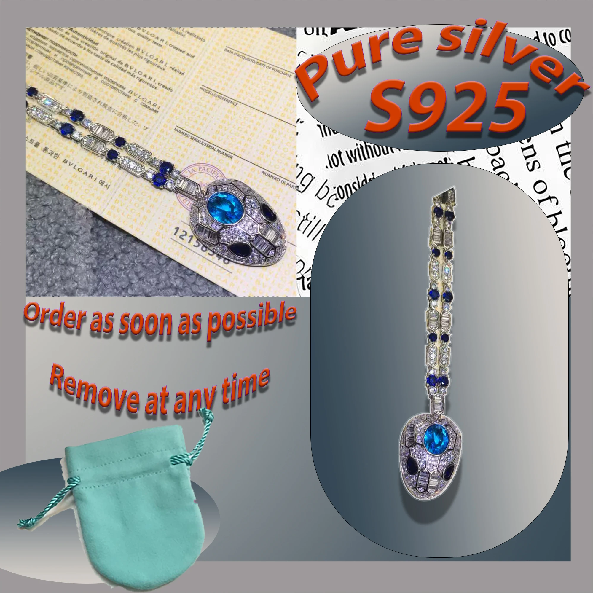 Pure silver s925 BV snake head diamond sparkling necklace for high-end party dress paired with women's luxury accessories
Pure silver s925 BV snake head diamond sparkling necklace for high-end party dress paired with women's luxury accessories