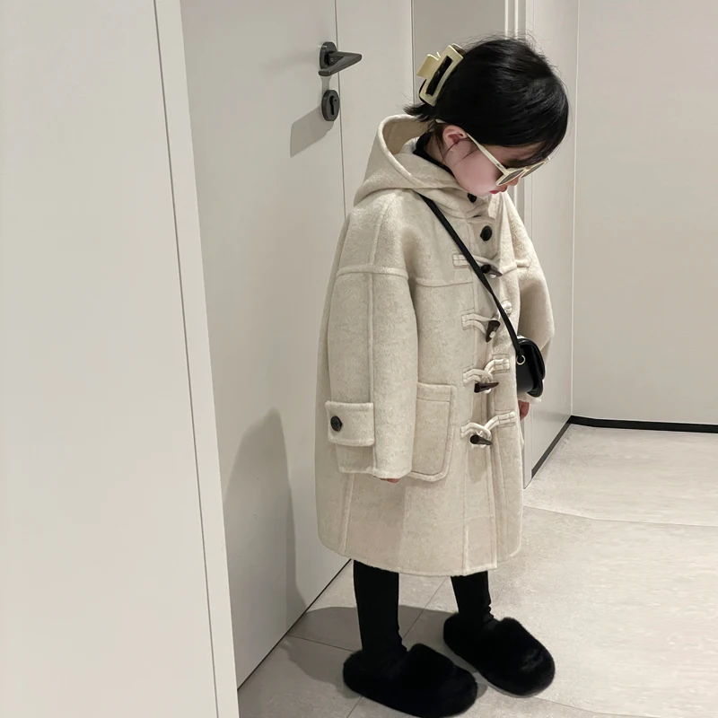 Baby Girls Beige Long Wool Coat Children 2024 New Autumn Winter Fashion Simple Casual Warm Coat Korean Simple Style Clothes
Baby Girls Beige Long Wool Coat Children 2024 New Autumn Winter Fashion Simple Casual Warm Coat Korean Simple Style Clothes