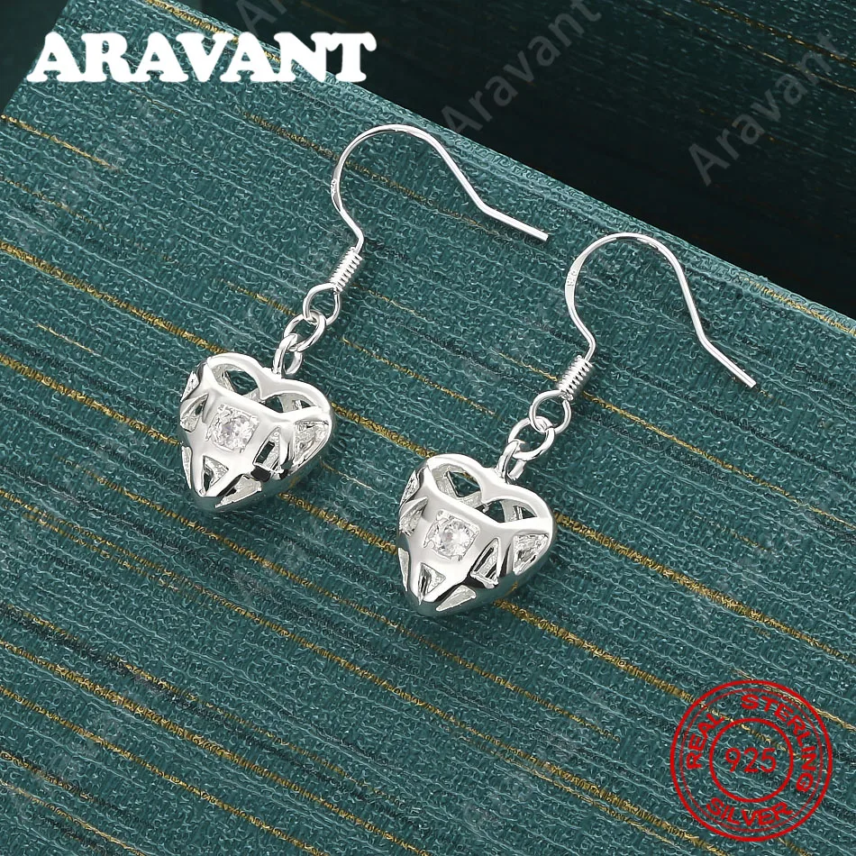 925 Sterling Silver Heart-Shaped Openwork Zirconia Earrings - A Fresh And Elegant Design For Women'S Engagement Jewelry
925 Sterling Silver Heart-Shaped Openwork Zirconia Earrings - A Fresh And Elegant Design For Women'S Engagement Jewelry