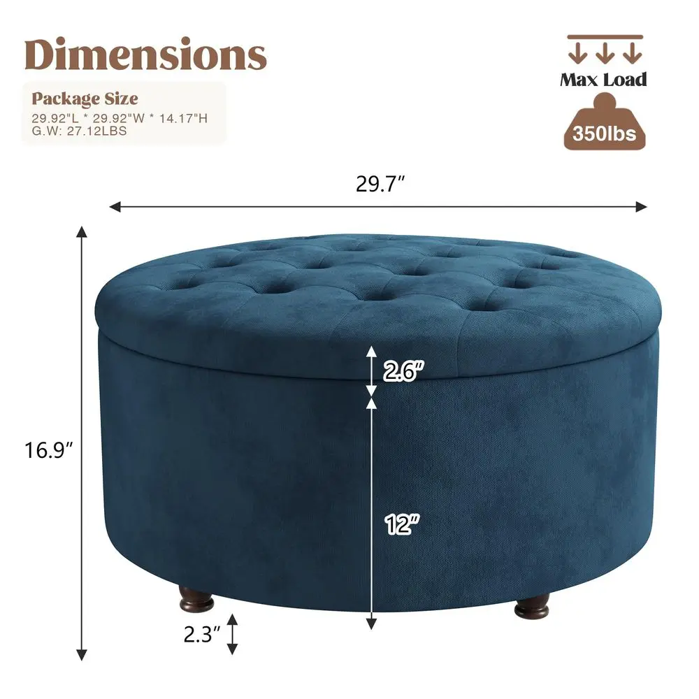 Inch Round Storage Ottoman,Modern Blue Tufted Ottomans,Circular Coffee Table with Removable Top,Upholstered Large Ottoman with
Inch Round Storage Ottoman,Modern Blue Tufted Ottomans,Circular Coffee Table with Removable Top,Upholstered Large Ottoman with