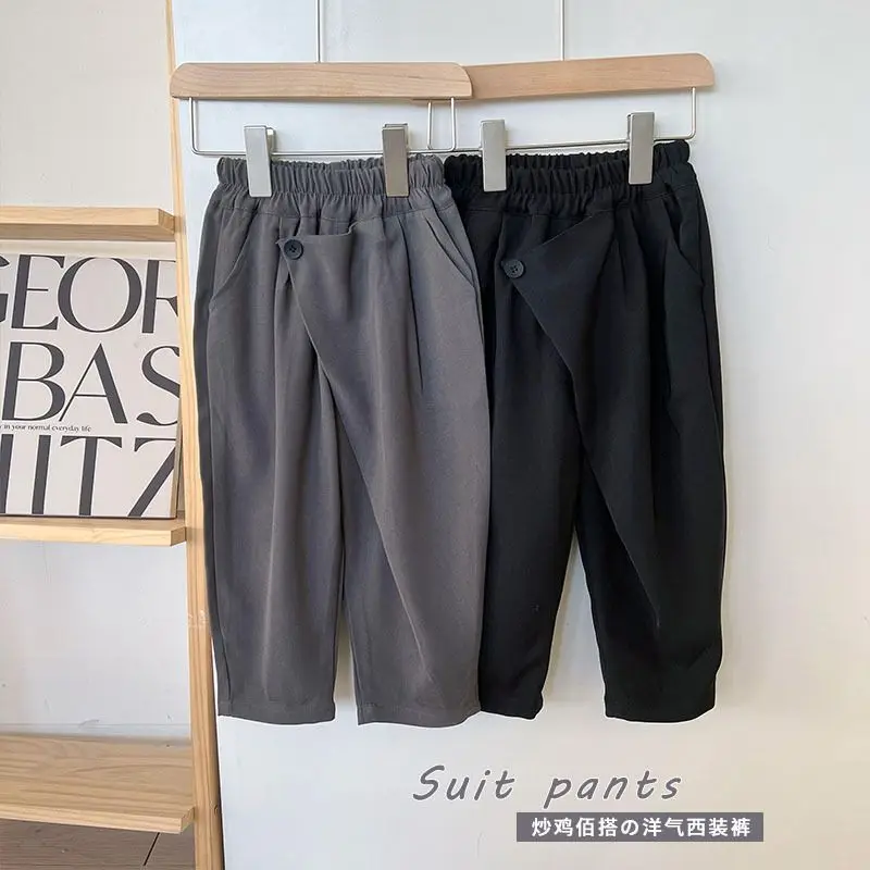 Summer Boys Pants Children Loose Long Trousers Black Grey Color Casual Clothes Thin Pant Slim Elastic Waist Business Grey B15
Summer Boys Pants Children Loose Long Trousers Black Grey Color Casual Clothes Thin Pant Slim Elastic Waist Business Grey B15