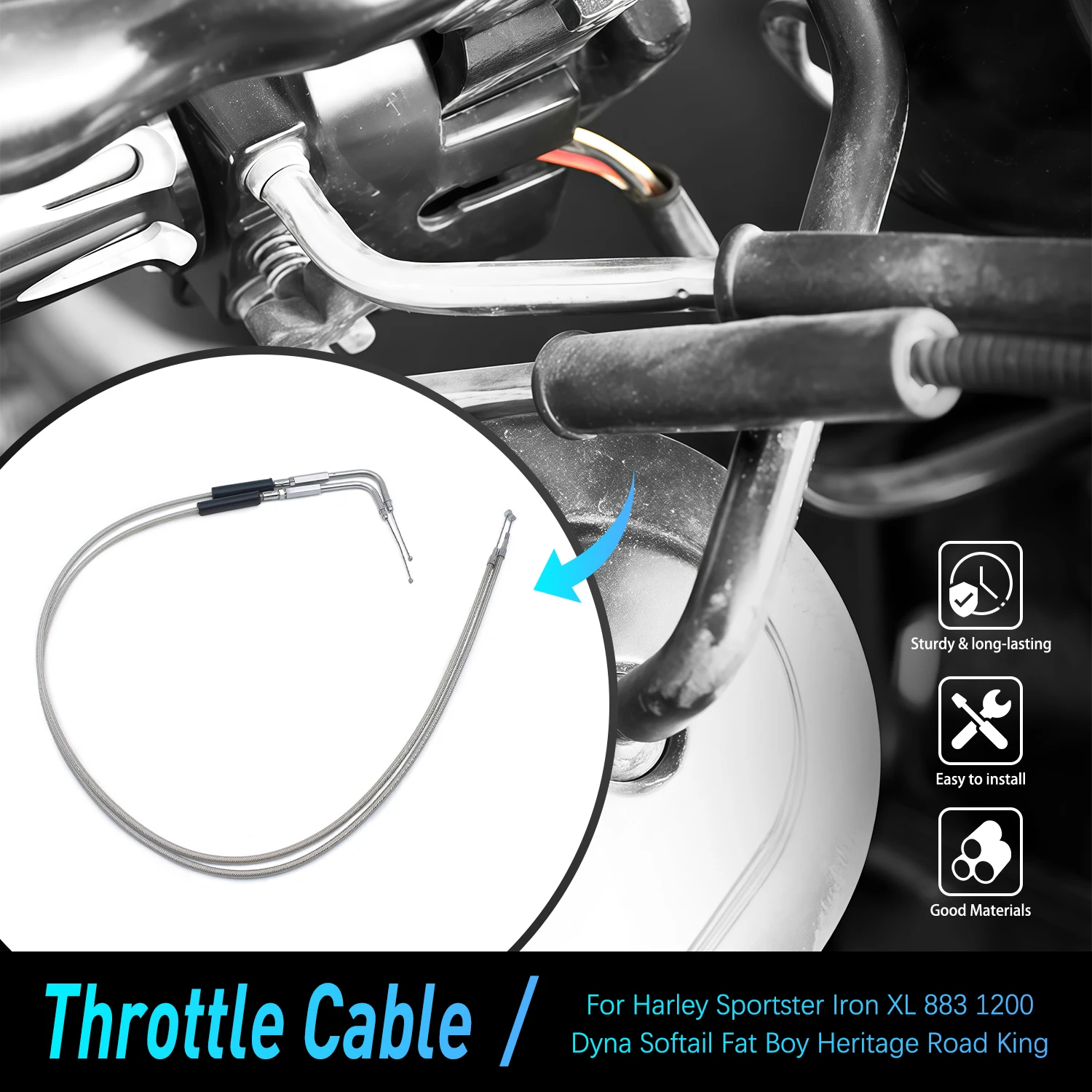 Motorcycle Extended Throttle Cable Wire Set For Harley Sportster XL1200 XL883 Custom Anniversary XLH1200C Police XL1200CP XLH883
Motorcycle Extended Throttle Cable Wire Set For Harley Sportster XL1200 XL883 Custom Anniversary XLH1200C Police XL1200CP XLH883